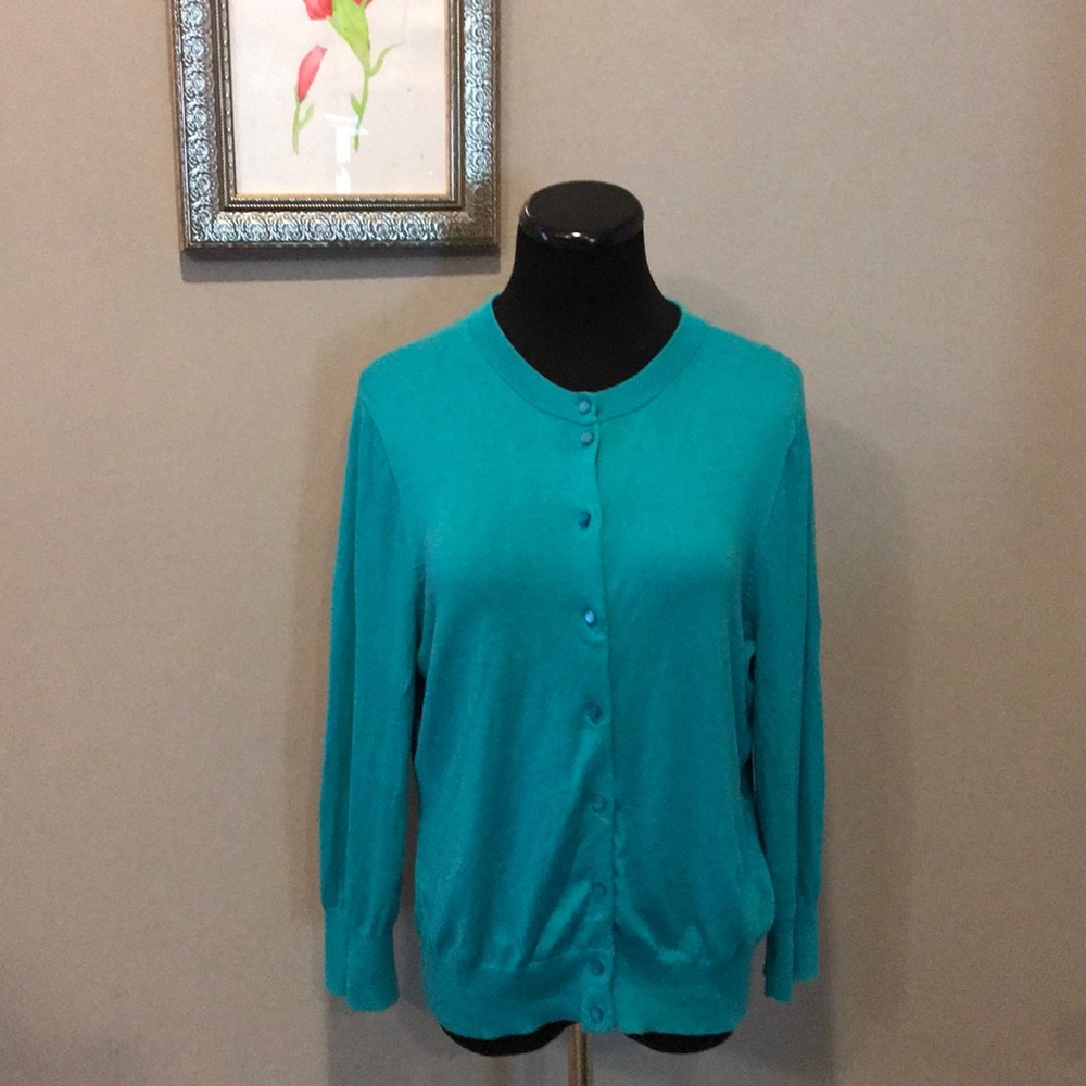 J.Crew deep turquoise 3/4 sleeve cardigan XL